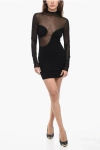 NENSI DOJAKA LONG SLEEVED DRESS WITH MESH INSERTS