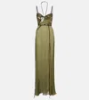 Nensi Dojaka Womens Draped Corset-top Silk Gown Olivine In Green