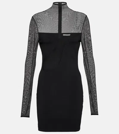 Nensi Dojaka Mesh And Jersey Minidress In Black
