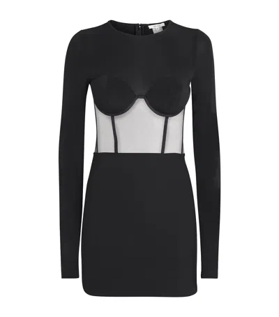 Nensi Dojaka Mesh Corseted Mini Dress In Black
