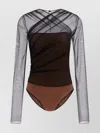 Nensi Dojaka 'mesh Overlay Geometric Pattern Bodysuit' In Black
