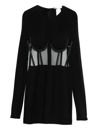 Nensi Dojaka Mesh-panel Mini Dress In Black