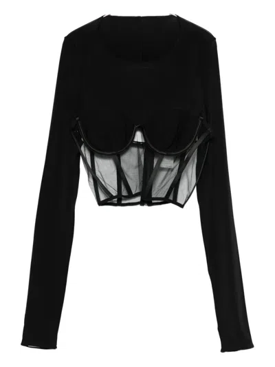 Nensi Dojaka Mesh-panel T-shirt In Black