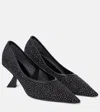 Nensi Dojaka Pointed Toe Mesh Overlay Sculptural Heel Pumps In Black