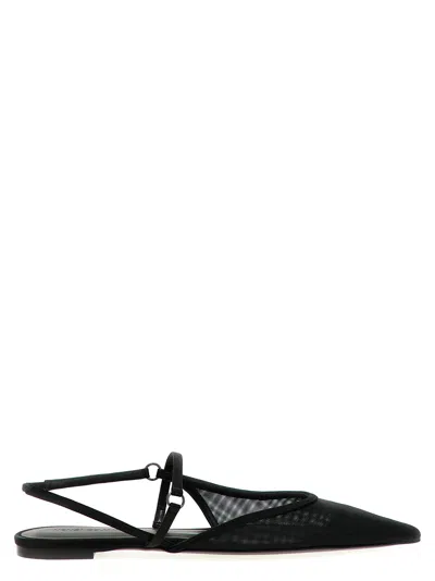 Nensi Dojaka Black Slingback Tulle Sandals