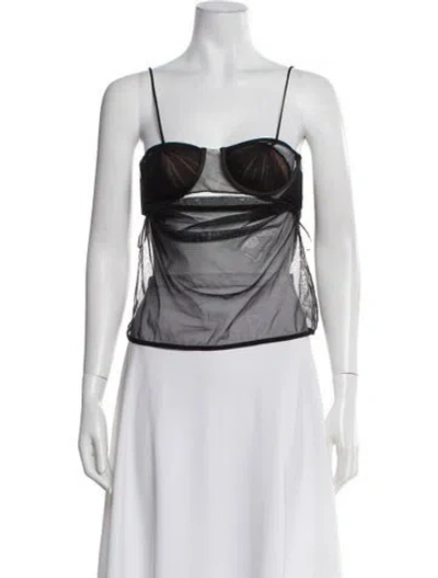 Pre-owned Nensi Dojaka Mesh Strapless Top In Black