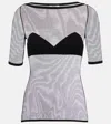 Nensi Dojaka Sleeves Contrast Trim Sheer Fitted Silhouette In Black