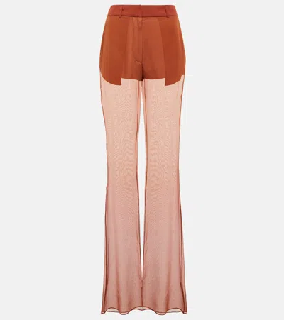 Nensi Dojaka Mid-rise Wide-leg Silk Pants In Chestnut