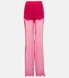 Nensi Dojaka Mid-rise Wide-leg Silk Pants In Fuchsia
