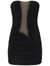 Nensi Dojaka Draped Mesh-insert Mini Dress In Black