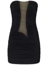 Nensi Dojaka Draped Mesh-insert Mini Dress In Black