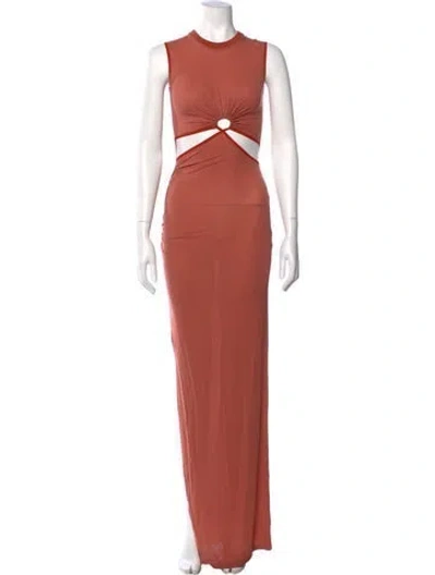 Pre-owned Nensi Dojaka Mock Neck Long Dress In Orange