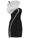 Nensi Dojaka Nora Mini Dress With Tulle Floral Accent In Black
