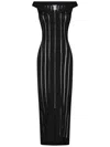 Nensi Dojaka Off-the-shoulder Black Dress With Perforated Stripes In Black