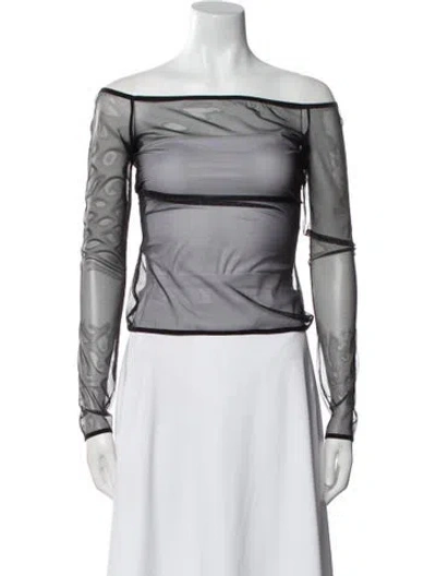 Pre-owned Nensi Dojaka Off-the-shoulder Long Sleeve Crop Top In Black