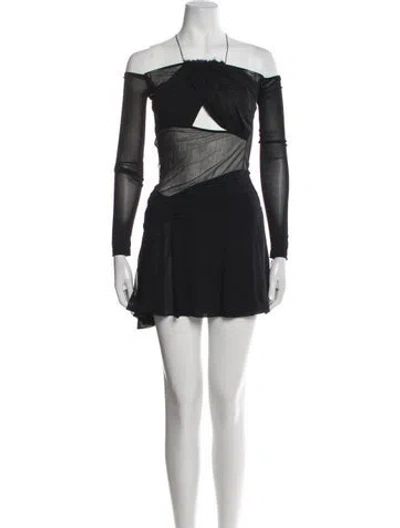Pre-owned Nensi Dojaka Off-the-shoulder Mini Dress In Black