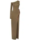 Nensi Dojaka Asymmetric Ruffled Maxi Dress In Green