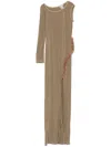 Nensi Dojaka Asymmetric Ruffled Maxi Dress In Neutrals