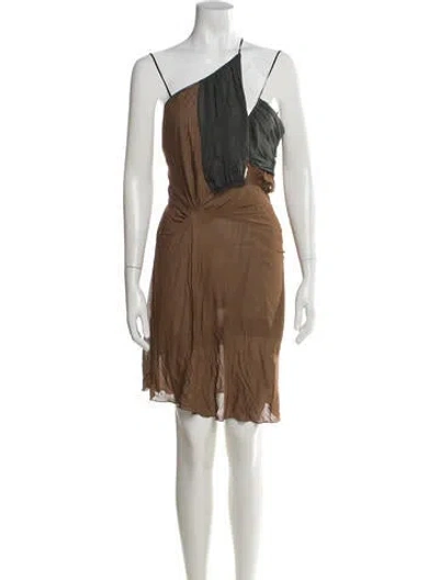 Pre-owned Nensi Dojaka One-shoulder Knee-length Dress In Brown