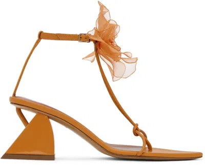 Nensi Dojaka Orange Floral Sandals