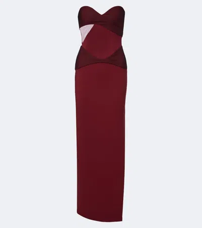 Nensi Dojaka Paneled Strapless Gown In Burgundy