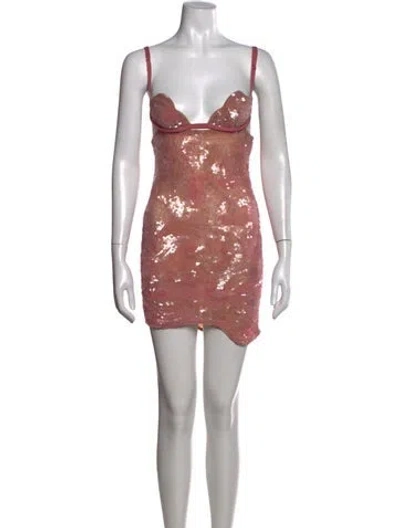 Pre-owned Nensi Dojaka Patterned Mini Dress In Pink