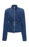 Nensi Dojaka Bomber Jacket Flared Elasticated Waist In Medium Wash