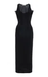 Nensi Dojaka Petal-detailed Midi Tank Dress In Black
