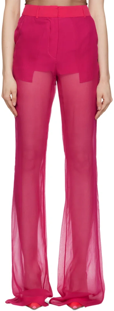 Nensi Dojaka Mid-rise Wide-leg Silk Pants In Pink