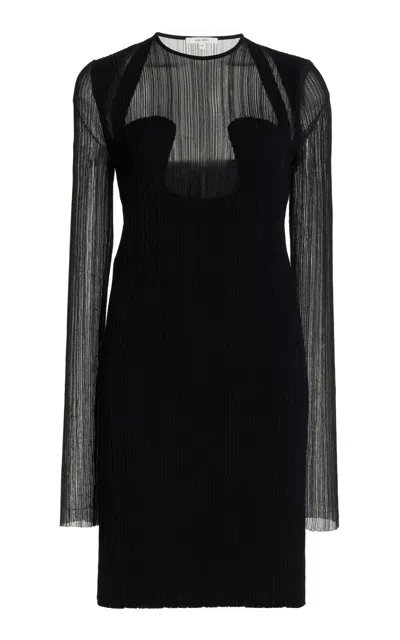 Nensi Dojaka Plisse Ribbed Dress In Black