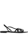 Nensi Dojaka Satin And Leather Sandals In Black