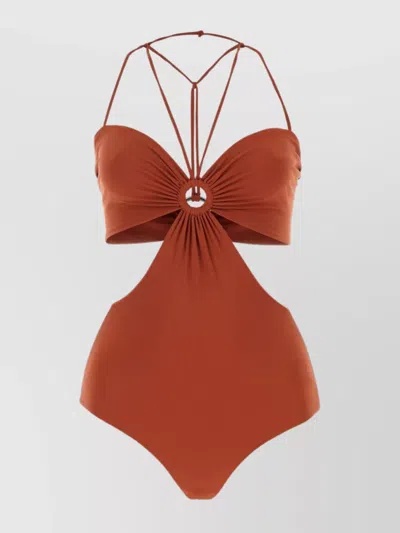 NENSI DOJAKA POLYESTER SWIMSUIT WITH HALTER NECK AND CUT-OUT DETAIL