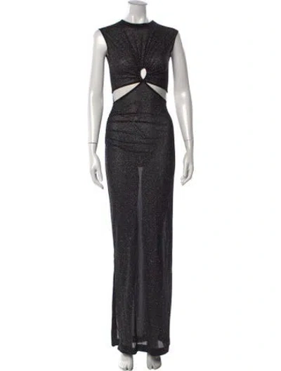 Pre-owned Nensi Dojaka Printed Long Dress In Black