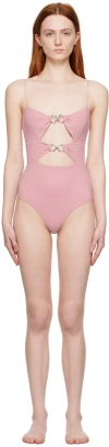 Nensi Dojaka Purple Cutout Swimsuit In Puce Puce