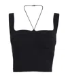 Nensi Dojaka Halter Strap Cropped Top With Structured Cups In Black