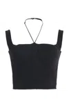 Nensi Dojaka Halter Strap Cropped Top With Structured Cups In Black