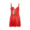 Nensi Dojaka Godet Mini Dress With Asymmetrical Panel Detail In Red