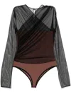 Nensi Dojaka 'mesh Overlay Geometric Pattern Bodysuit' In Schwarz