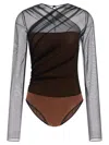 Nensi Dojaka 'mesh Overlay Geometric Pattern Bodysuit' In Black