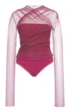Nensi Dojaka Renee Semi-sheer Gathered Top In Pink