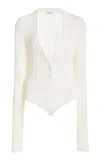 Nensi Dojaka Ribbed Bodysuit Cardigan In White