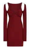 Nensi Dojaka Ribbed-knit Mini Dress In Burgundy