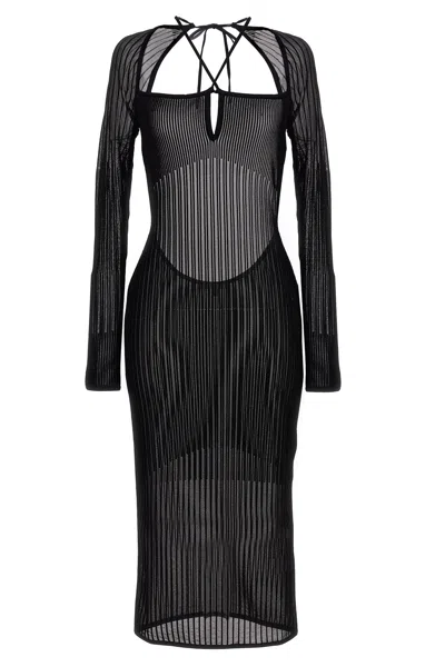 Nensi Dojaka Ribbed Long Dress In Black