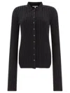 Nensi Dojaka Straight-point Collar Pleated Top In Black