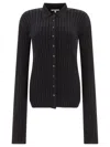 Nensi Dojaka Straight-point Collar Pleated Top In Black