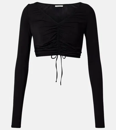 Nensi Dojaka Ruched Crop Top In Black