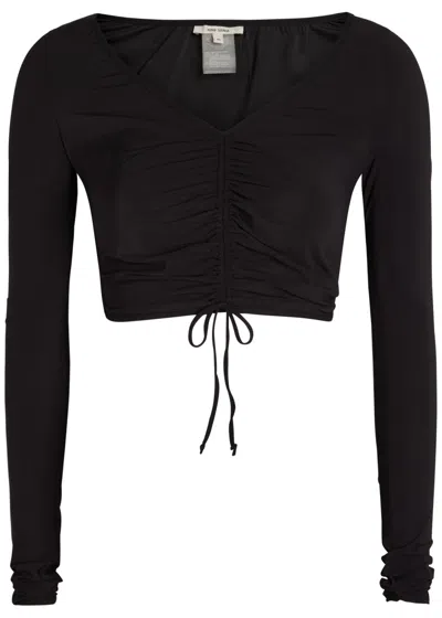 Nensi Dojaka Ruched Stretch-jersey Crop Top In Black