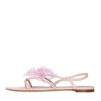 Nensi Dojaka Floral-appliqué Leather Sandals In Pink