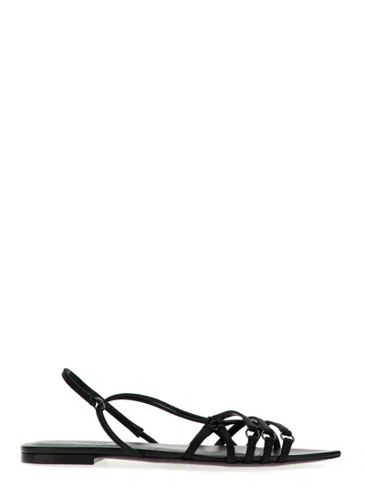Nensi Dojaka Satin And Leather Sandals In Black
