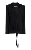 Nensi Dojaka Tie Front Stretch Hooded Blazer In Black